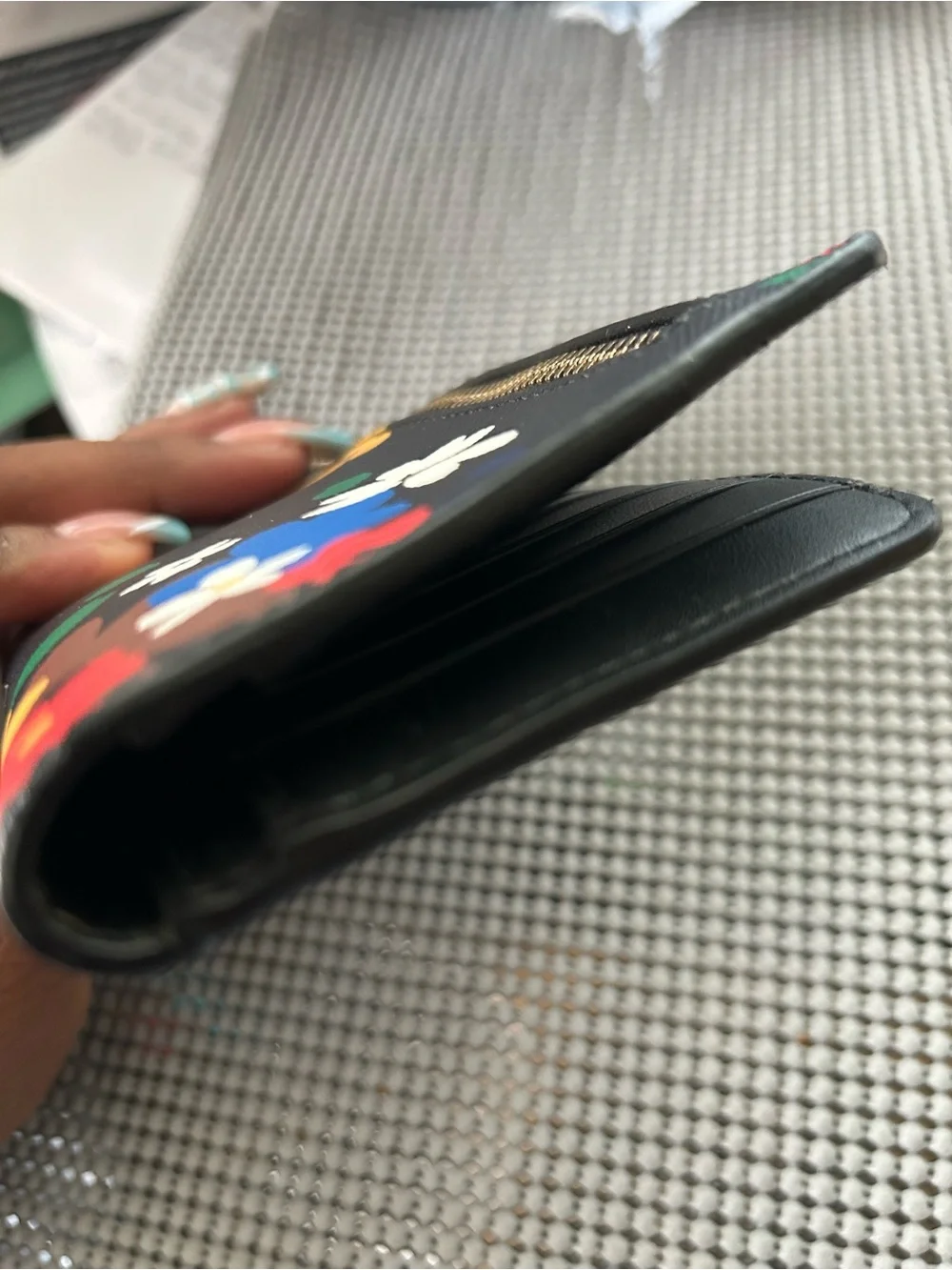 kate spade Black Floral Continental Wallet with Multicolor Blooms